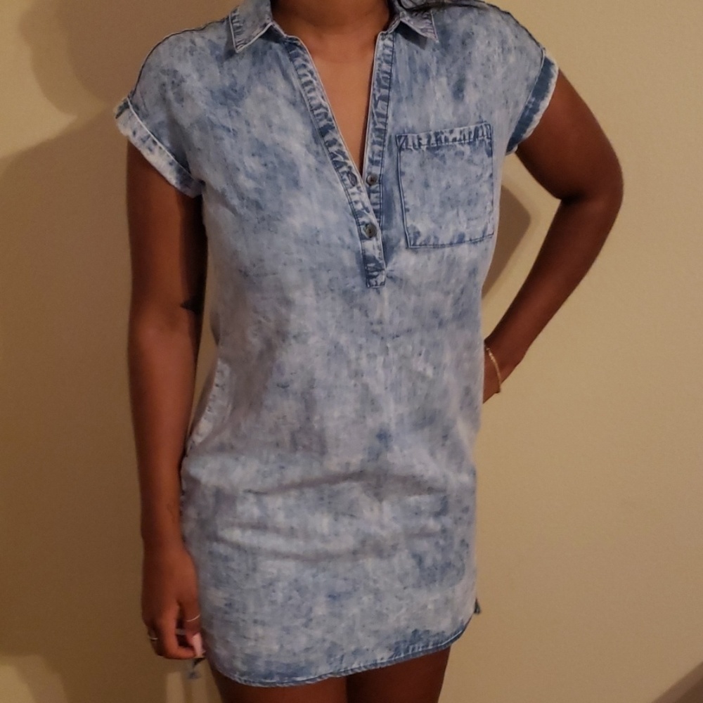 Acid Washed Shirt Dress
